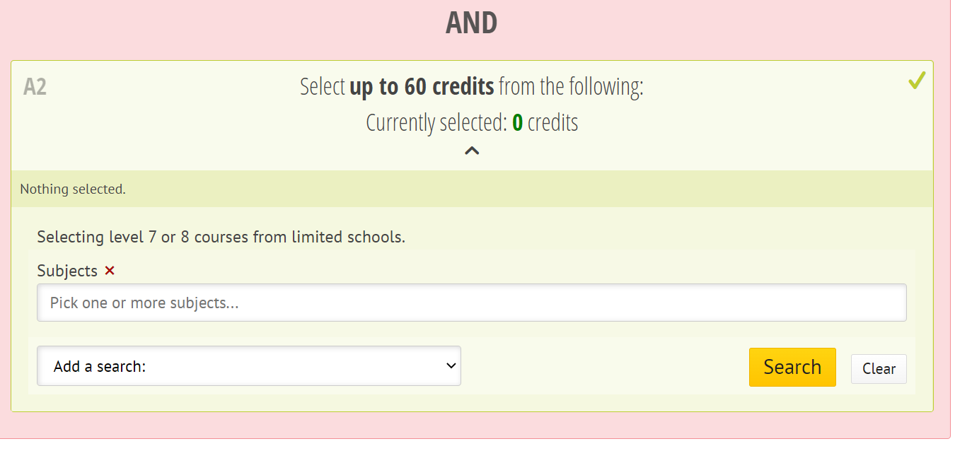 Course search function in A2