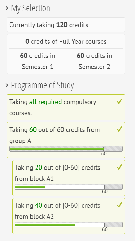Path option course selections menu