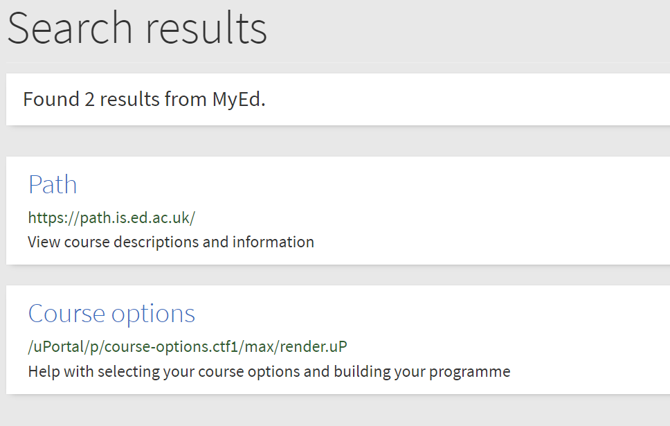 MyEd search results showing Path as top result